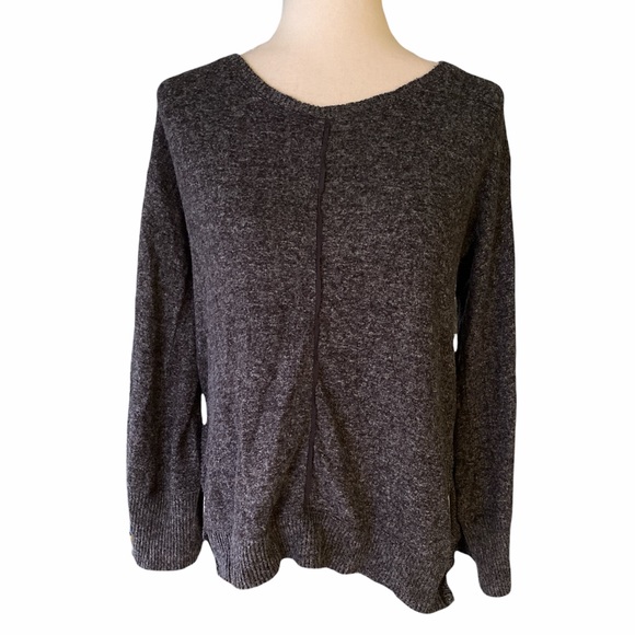 Anthropologie Saturday Sunday Gray Tie Back Ribbon Sweater Top - S - Picture 2 of 11